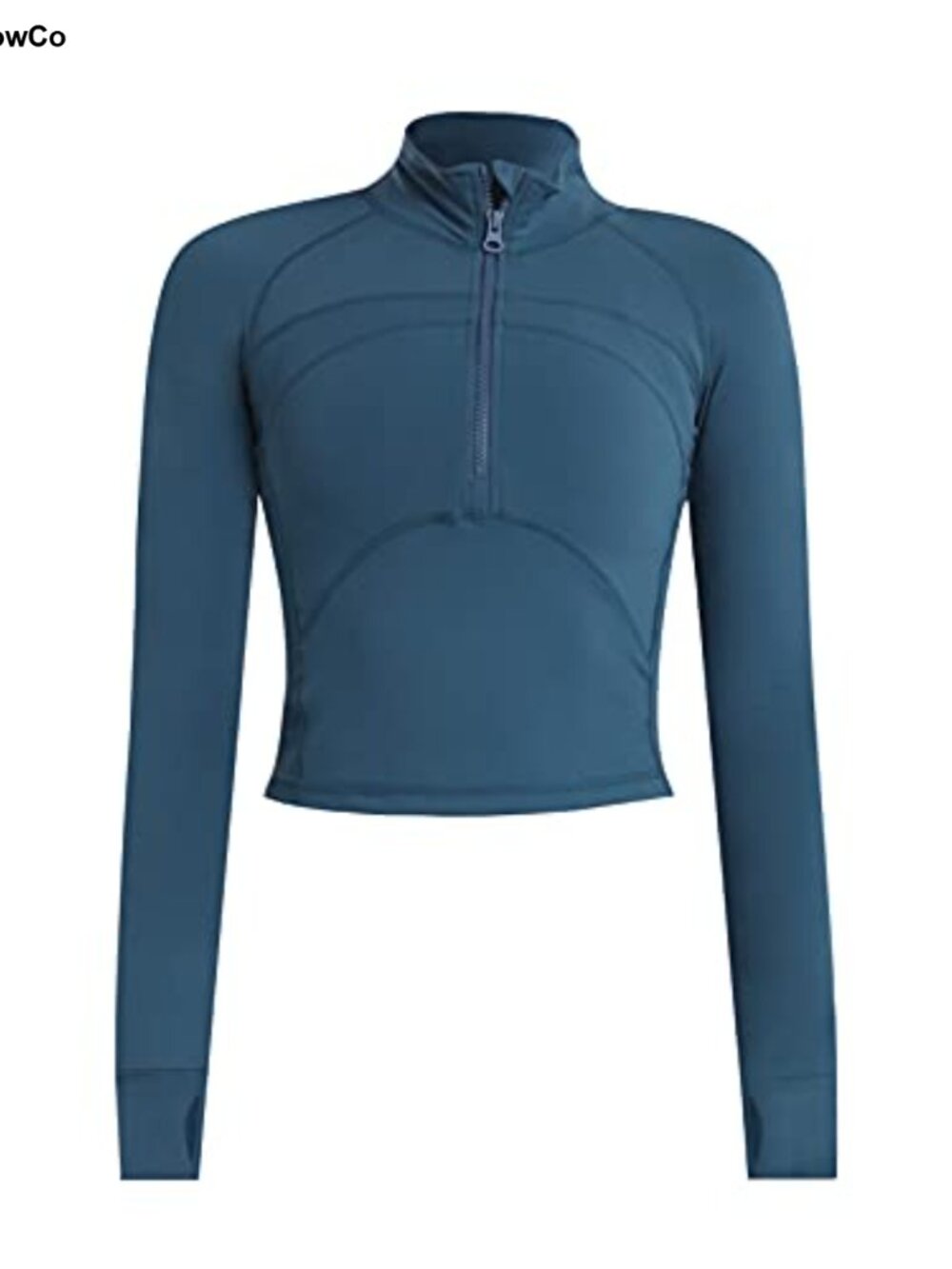 Women's Cropped Half Zip Running Jacket Athletic Pullover Long Sleeve Thumb